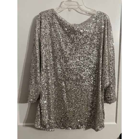 Cable & Gauge Sequin Special Occasion Blouse Top Shirt Sz 2X plus Christmas NYE - Picture 6 of 9